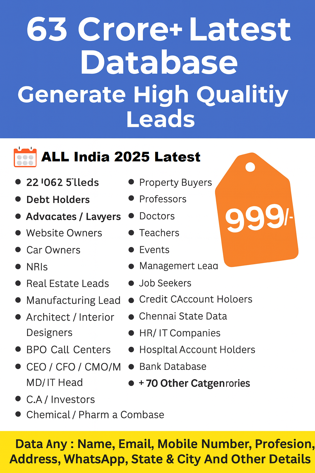 3) Buy Pan India Mobile Number Database⭐⭐⭐⭐⭐4.9/5